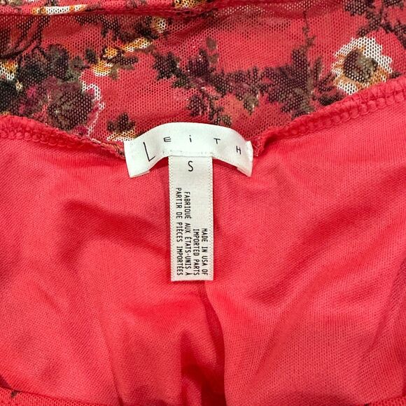 Leith Womens Size Small Pink Floral Ruched Sheath Bodycon Dress - Picture 3 of 6